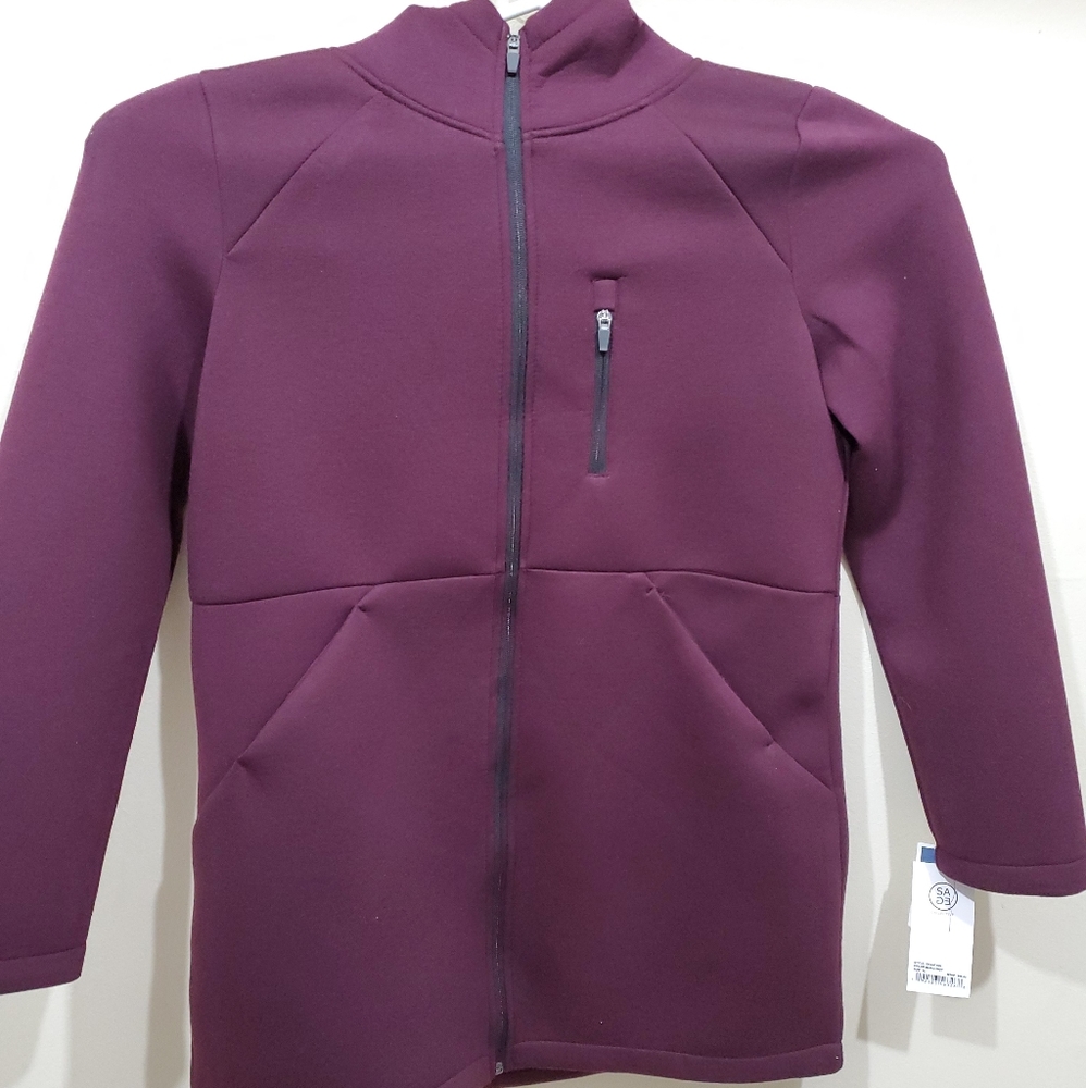 Sage Collective Hooded Jacket Long Burgundy (SMALL) ONLY AVAILABLE